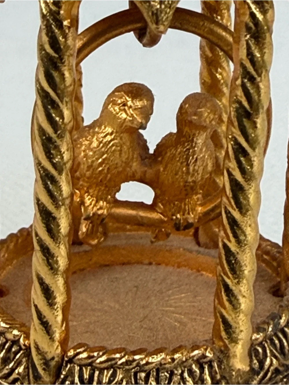 Vtg 60s Parfums Corday Birdcage Love Birds Solid Perfume Compact Pendant